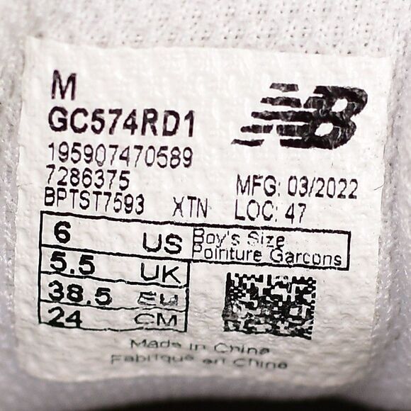 NEW BALANCE 574 CLASSIC UNISEX KIDS SHOES SNEAKERS CORE - GREY/WHITE KIDS SIZE 6 - Picture 9 of 9